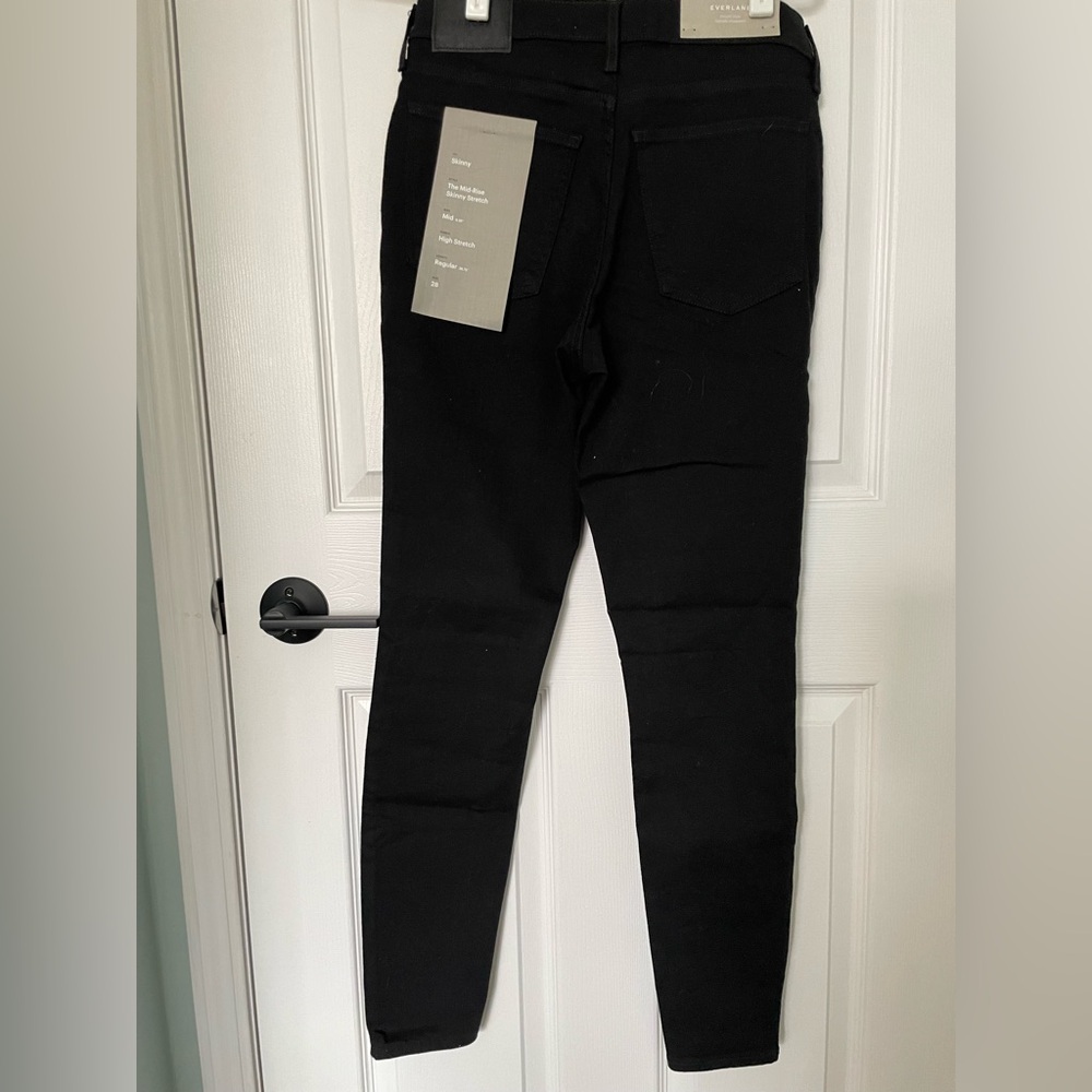 NWT Everlane The Mid-Rise Skinny Stretch Jeans Black Size 28 - Picture 7 of 9